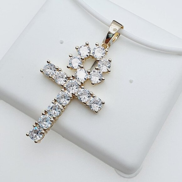 "14K Gold Plated Cubic Zircon Pendant, INUS1BR006 - Picture 1 of 10